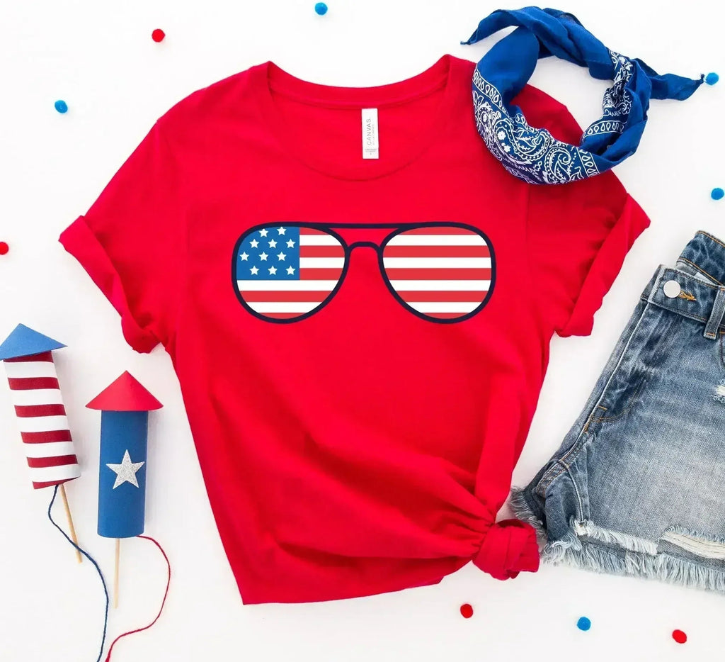 American Flag Sunglasses T-Shirt | Premium Cotton | Bella Canvas - SJB-DIAMOND ELITES