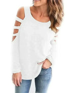 Cut-Out Shoulder Top - Trendy Long Sleeve Blouse | Femstylo - SJB-DIAMOND ELITES