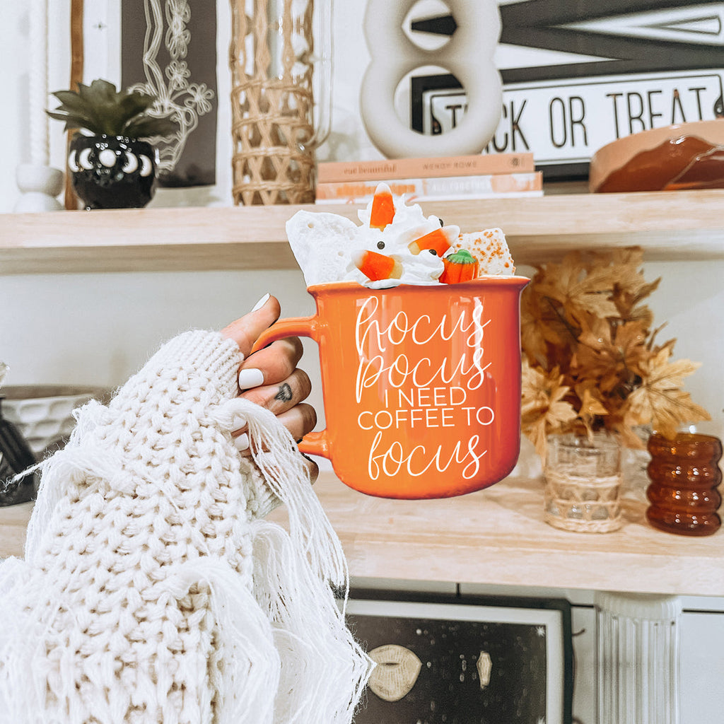Hocus Pocus Coffee Mug 14.5oz Orange Ceramic Halloween Witch Gift BandsCo Straps