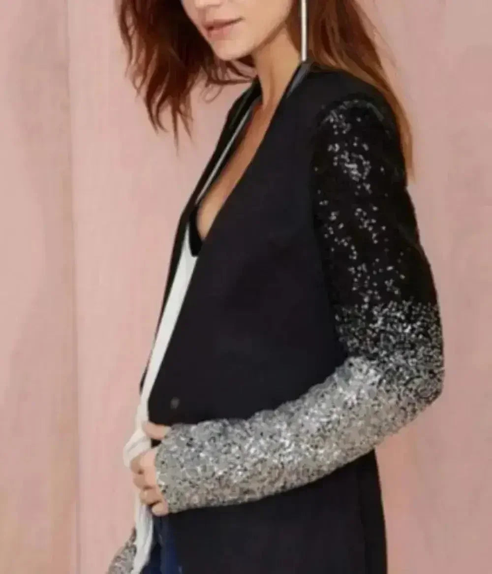 Womens Blazer with Sequins Sleeve - SJB-DIAMOND ELITES