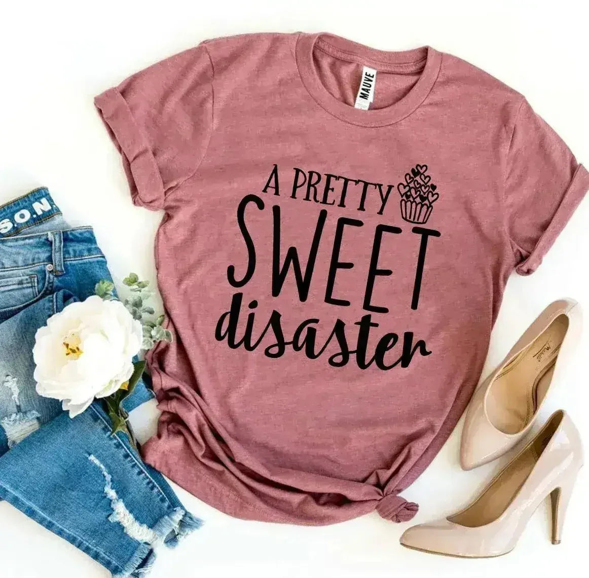 A Pretty Sweet Disaster Printed T-shirt | Premium Cotton | Bella Canvas - SJB-DIAMOND ELITES