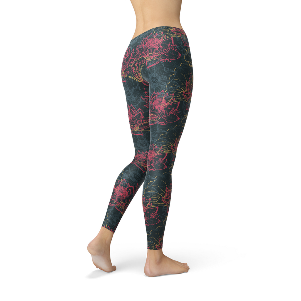 Womens Floral Lotus Leggings - SJB-DIAMOND ELITES