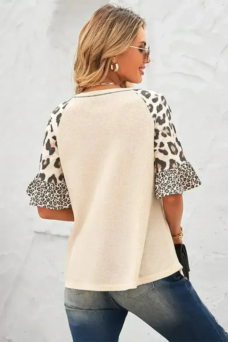 Womens Leopard Print Sleeve Top - SJB-DIAMOND ELITES