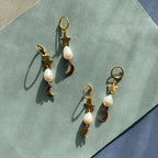 Night Sky Pearl Earrings | Gold Plated Celestial Jewelry - Femstylo