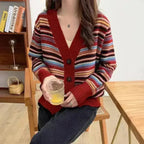 Striped Button Cardigan - Polyester Regular Fit | Femstylo - SJB-DIAMOND ELITES