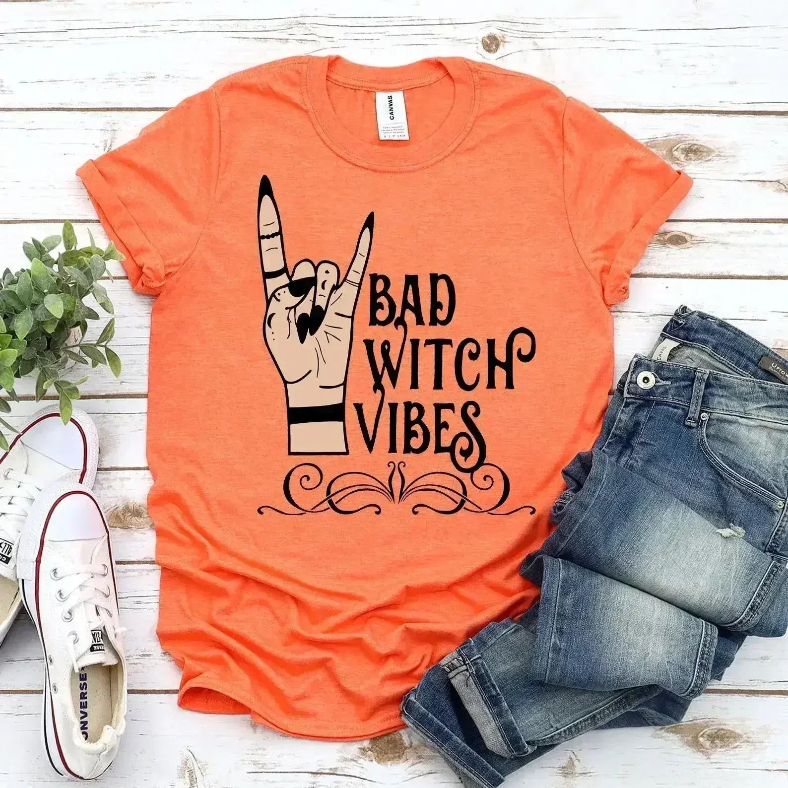 Bad Witch Vibes Halloween T-Shirt - Premium Quality Cotton - SJB-DIAMOND ELITES