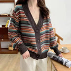 Striped Button Cardigan - Polyester Regular Fit | Femstylo - SJB-DIAMOND ELITES
