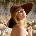 RIRI Jute Handwoven Straw Hat In Burnt Sienna