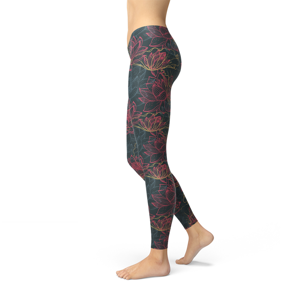 Womens Floral Lotus Leggings - SJB-DIAMOND ELITES