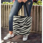 Double-Sided Zebra Print Beach Tote Bag - Medium | Femstylo