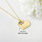 Family Birthstone Necklace, Grandma Gift Birthstone, Heart Necklace