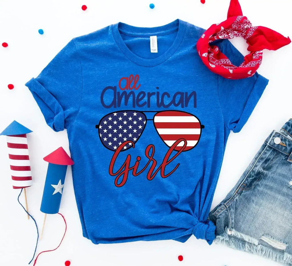 All American Sunglasses Printed Girl T-shirt | Bella Canvas - SJB-DIAMOND ELITES