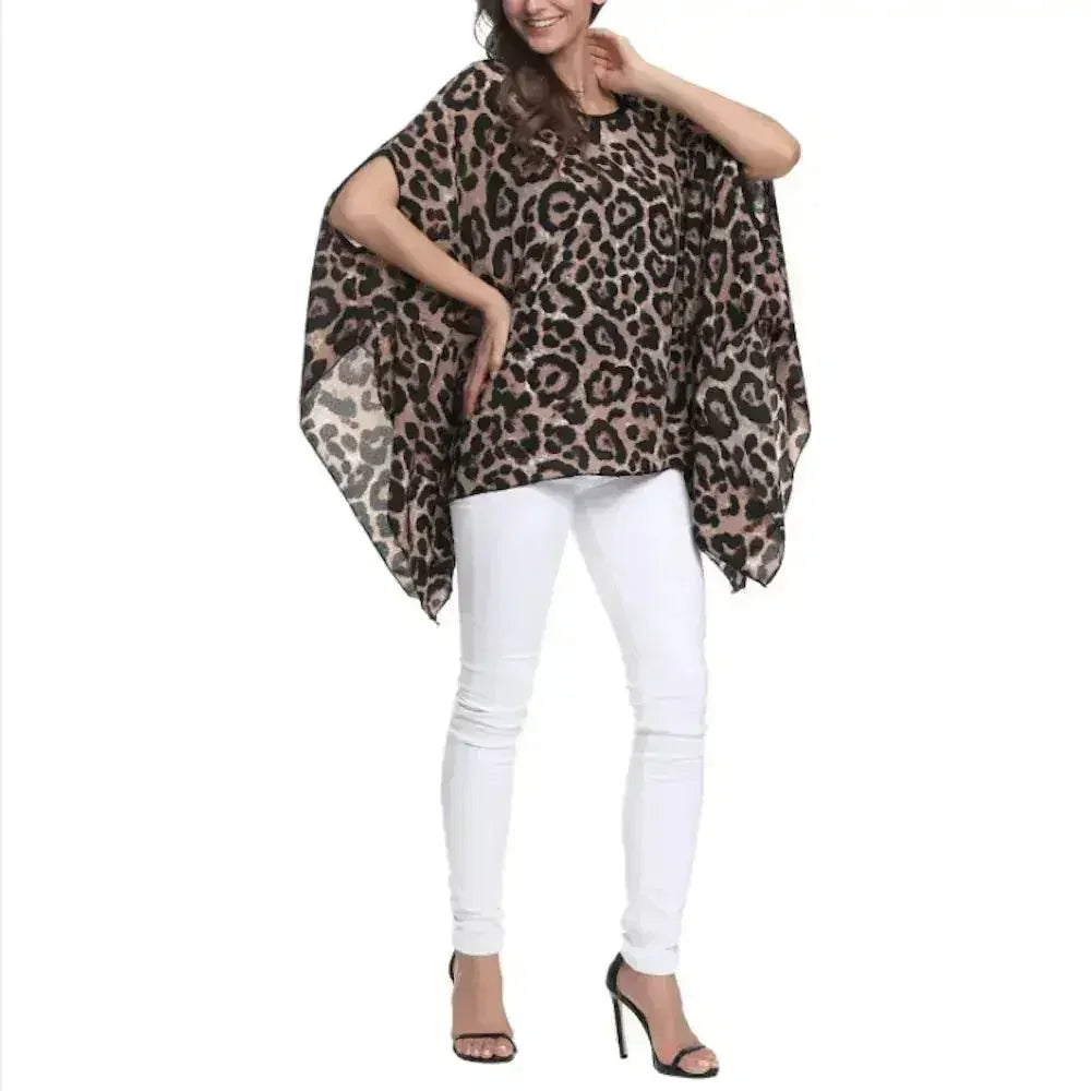 Leopard Print Batwing Chiffon Top - Free Size | Femstylo - SJB-DIAMOND ELITES
