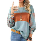 Womens Long Sleeve Pullover Tops Striped Basice T-shirt - SJB-DIAMOND ELITES