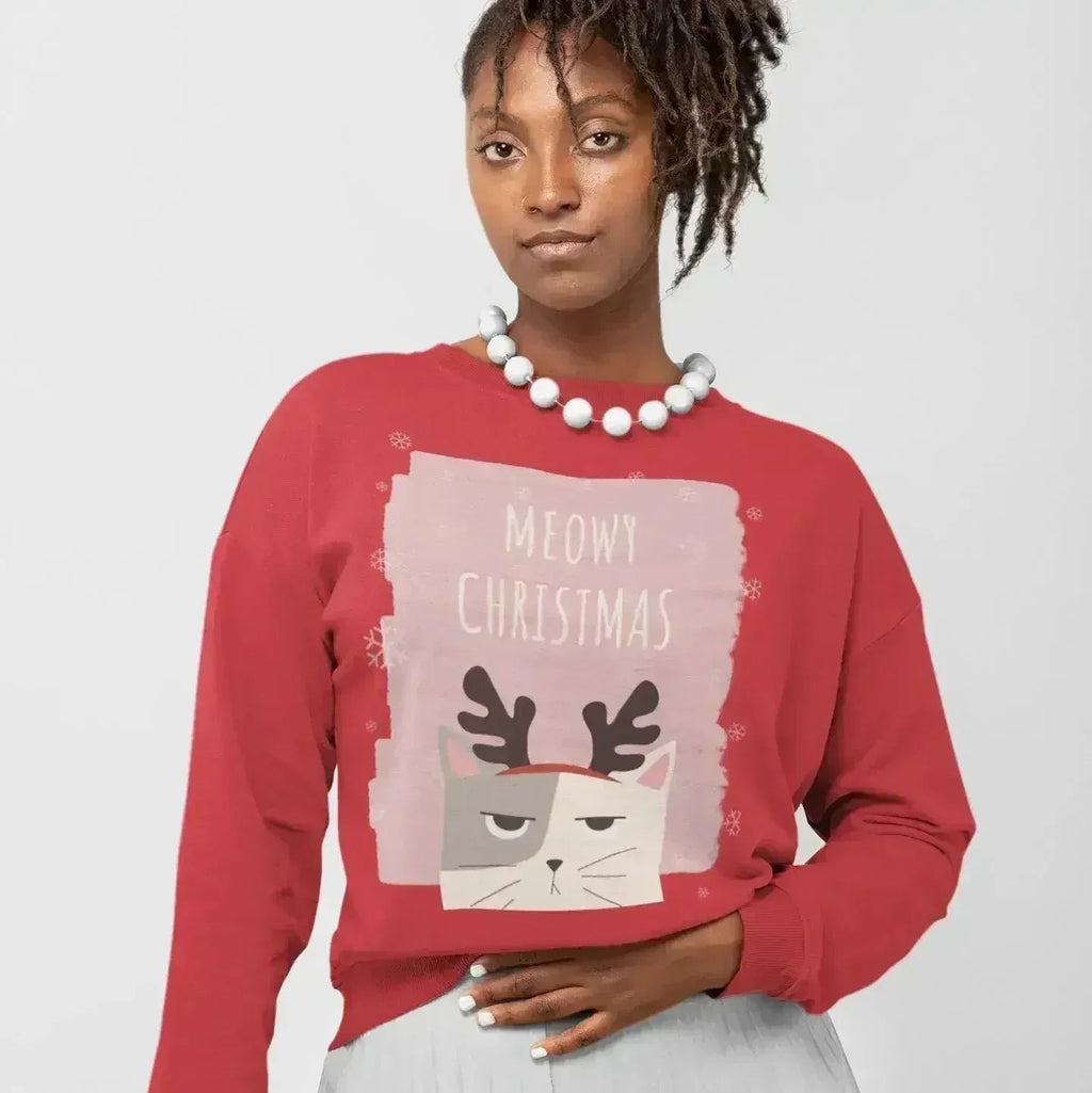 Meowy Christmas Sweatshirt - Festive Cat Loungewear | Femstylo - SJB-DIAMOND ELITES