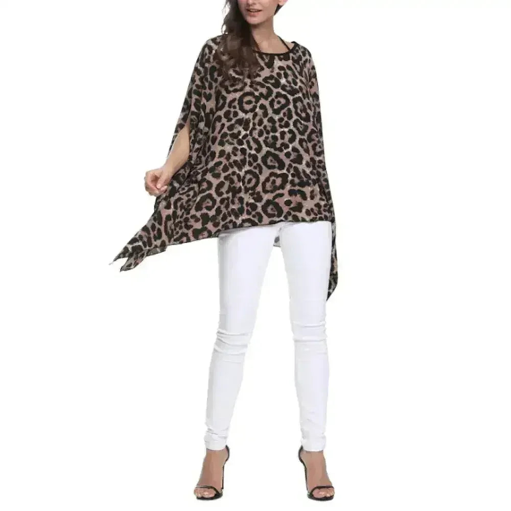 Leopard Print Batwing Chiffon Top - Free Size | Femstylo - SJB-DIAMOND ELITES