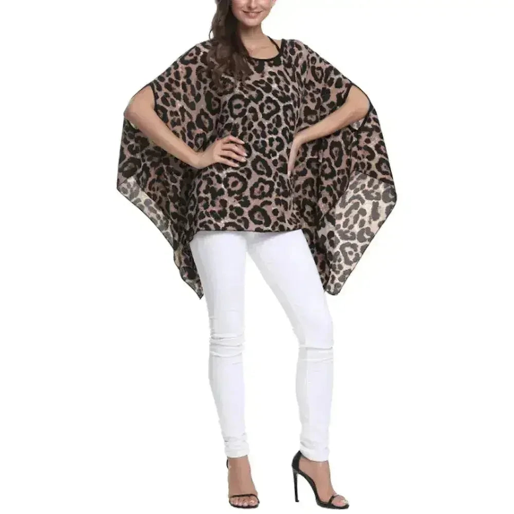 Leopard Print Batwing Chiffon Top - Free Size | Femstylo - SJB-DIAMOND ELITES