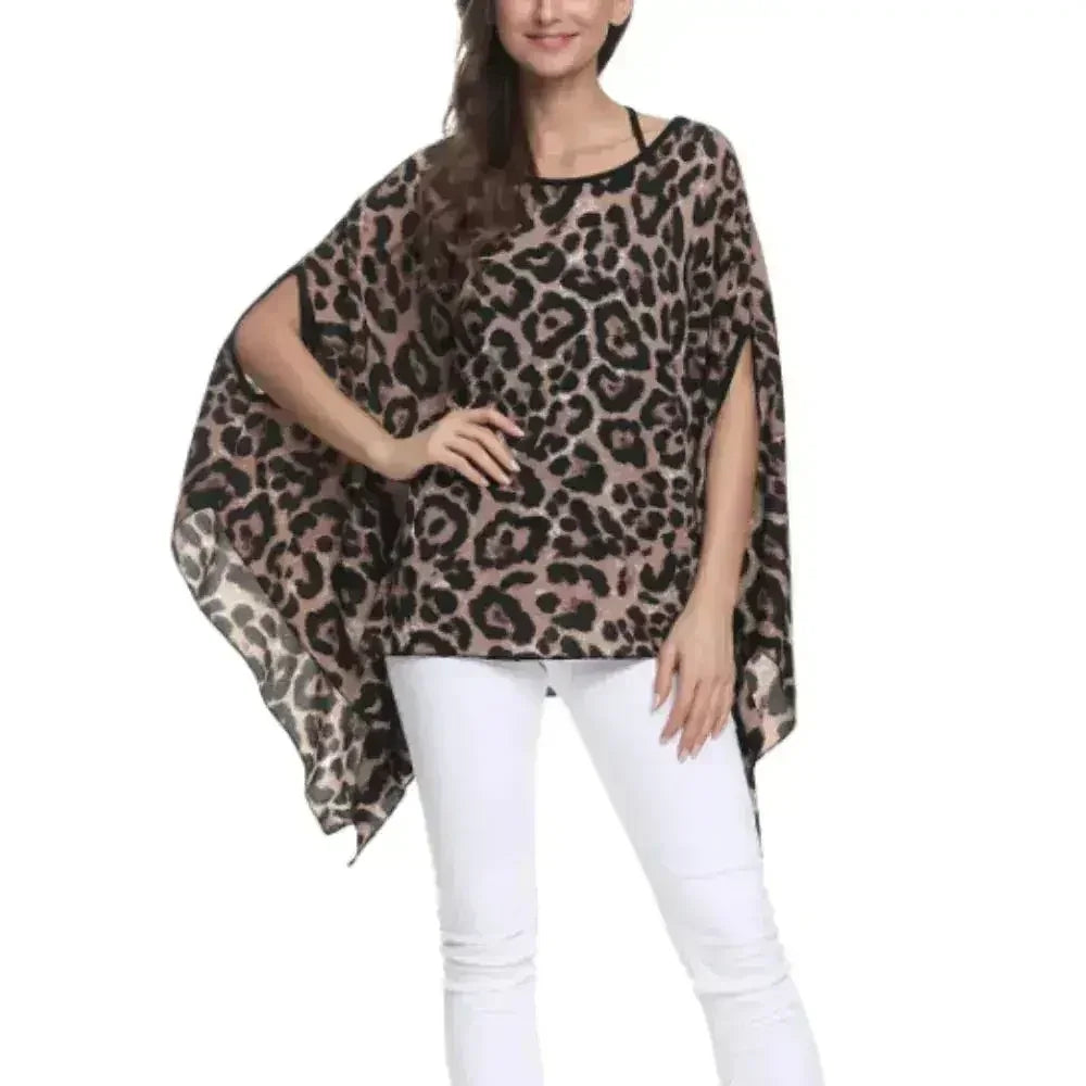 Leopard Print Batwing Chiffon Top - Free Size | Femstylo - SJB-DIAMOND ELITES
