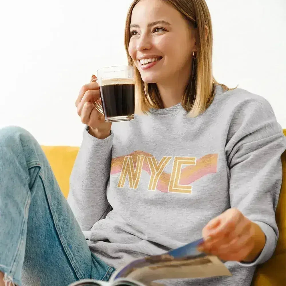 NYC Retro 70's Sweatshirt – Vintage Loose Fit Crewneck - SJB-DIAMOND ELITES