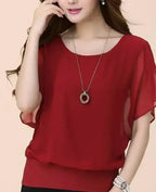 Womens Batwing Chiffon Blouse - SJB-DIAMOND ELITES