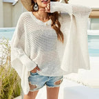 Batwing Open Knit Sweater – Oversized Box Fit | Black/White - SJB-DIAMOND ELITES