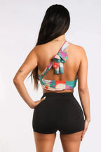 Retro Paisley Wrap Crop Top - Multiway Halter Style - SJB-DIAMOND ELITES