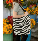 Double-Sided Zebra Print Beach Tote Bag - Medium | Femstylo