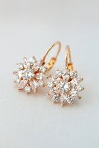 Sunflower Huggie Earrings - 18K Rose Gold & CZ | Femstylo