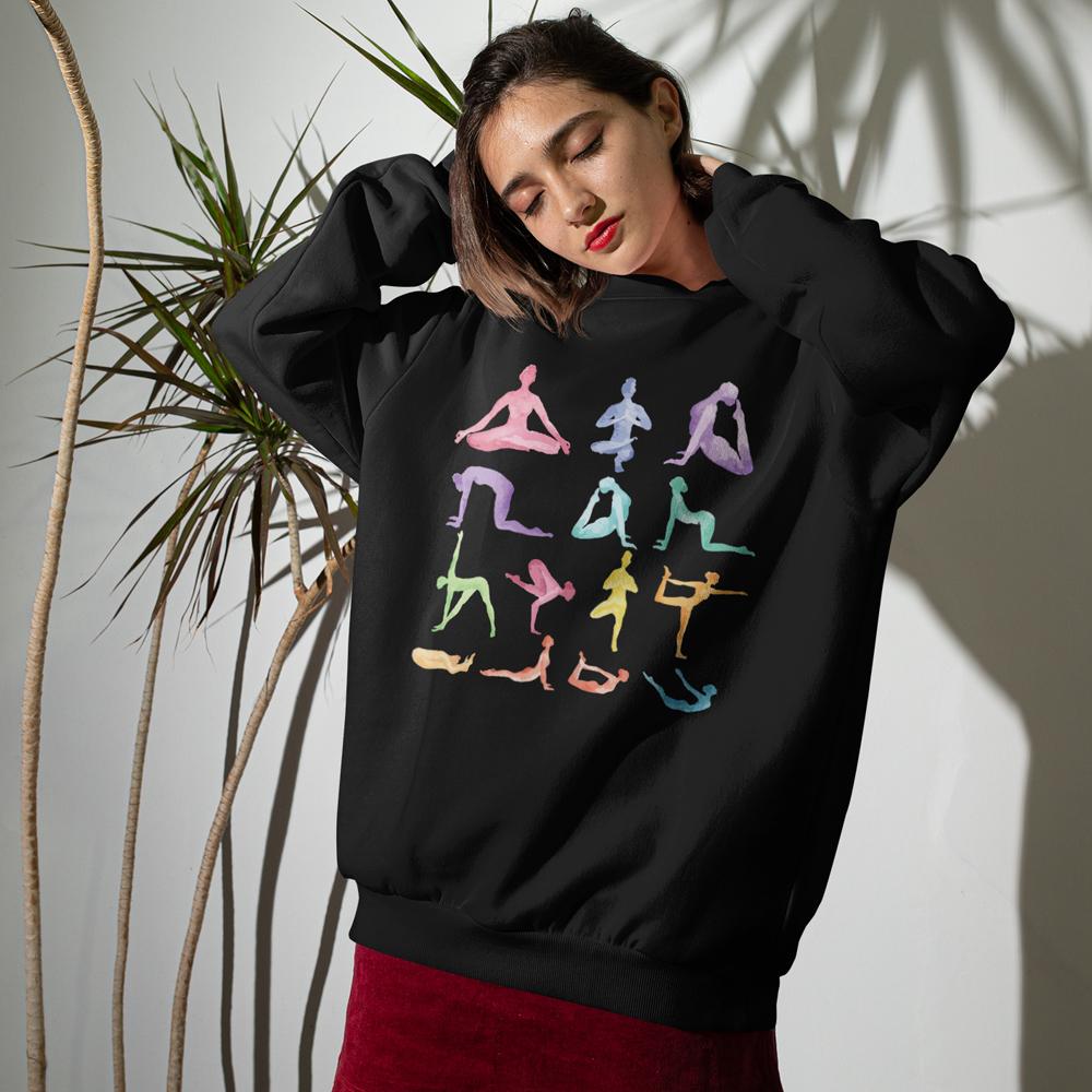 Yoga Theme Crewneck Sweatshirt THRIXINE