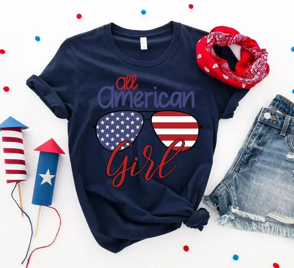 All American Sunglasses Printed Girl T-shirt | Bella Canvas - SJB-DIAMOND ELITES