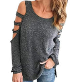 Cut-Out Shoulder Top - Trendy Long Sleeve Blouse | Femstylo - SJB-DIAMOND ELITES