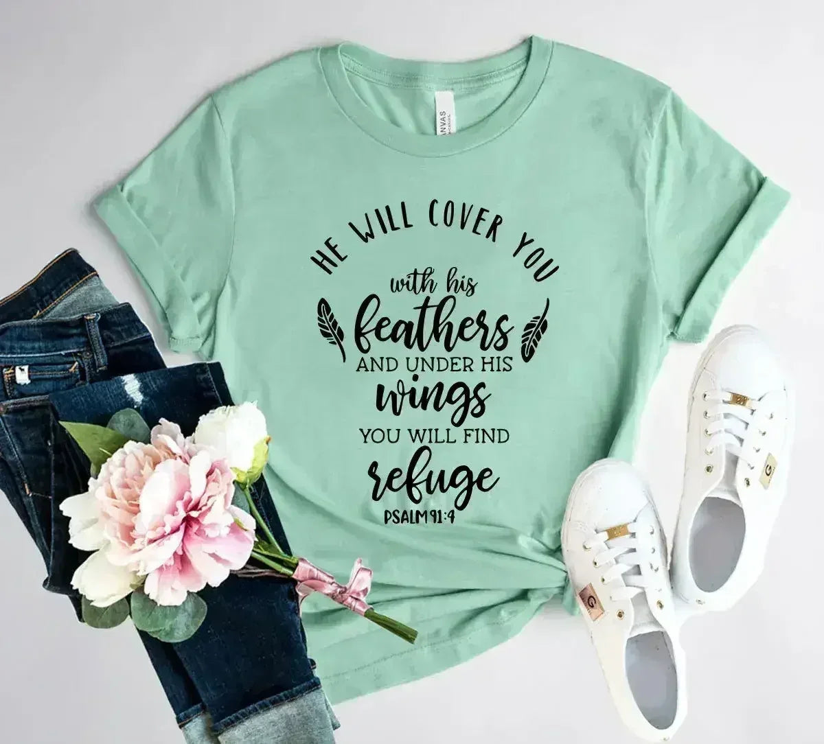 DT0120 He Will Cover You With His Wings Shirt - SJB-DIAMOND ELITES