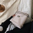 Dazzling Scrub Leather Designer Shoulder Bags For Women And Girls Luxury Chain Rivet Crossbody Bag - Female Small Handbags Stevvex