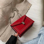 Dazzling Scrub Leather Designer Shoulder Bags For Women And Girls Luxury Chain Rivet Crossbody Bag - Female Small Handbags Stevvex