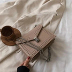 Dazzling Scrub Leather Designer Shoulder Bags For Women And Girls Luxury Chain Rivet Crossbody Bag - Female Small Handbags Stevvex