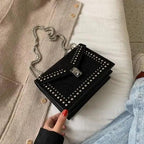 Dazzling Scrub Leather Designer Shoulder Bags For Women And Girls Luxury Chain Rivet Crossbody Bag - Female Small Handbags Stevvex