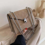 Dazzling Scrub Leather Designer Shoulder Bags For Women And Girls Luxury Chain Rivet Crossbody Bag - Female Small Handbags Stevvex