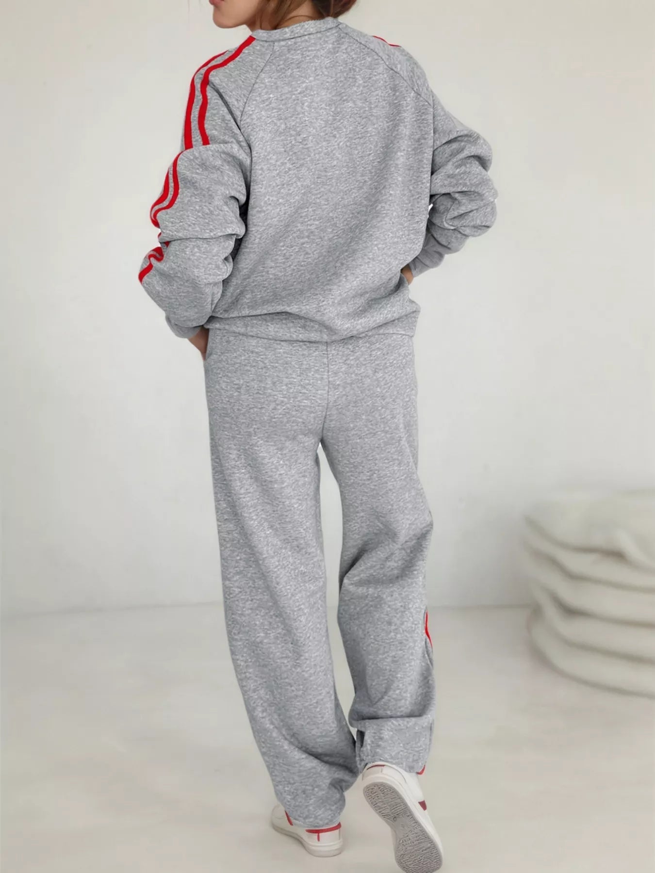 Casual Striped Sweatshirt and Pants Set THRIXINE
