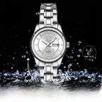 Women's Stainless Steel Watch Black Dial Dual Calendar