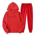Men's And Women's Fleece-lined Sweater Suit Autumn And Winter Heart Figure Hoodie Lootquake LLC