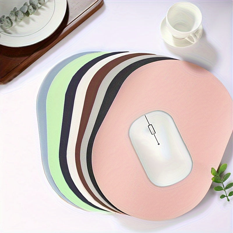 [Small Solid Color Mouse Pad] Oval Small Mouse Pad Single-sided Solid Color Universal Non-slip Pad Mouse Pad Suitable For Laptop Office Faux Leather Gaming Mouse Pad Lootquake LLC