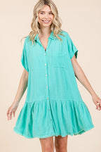 New Summer Linen Blend Button Down Shirt Mini Dress For Women – Fluttering, Casual, Timeless and Versatile Wardrobe Staple Stevvex