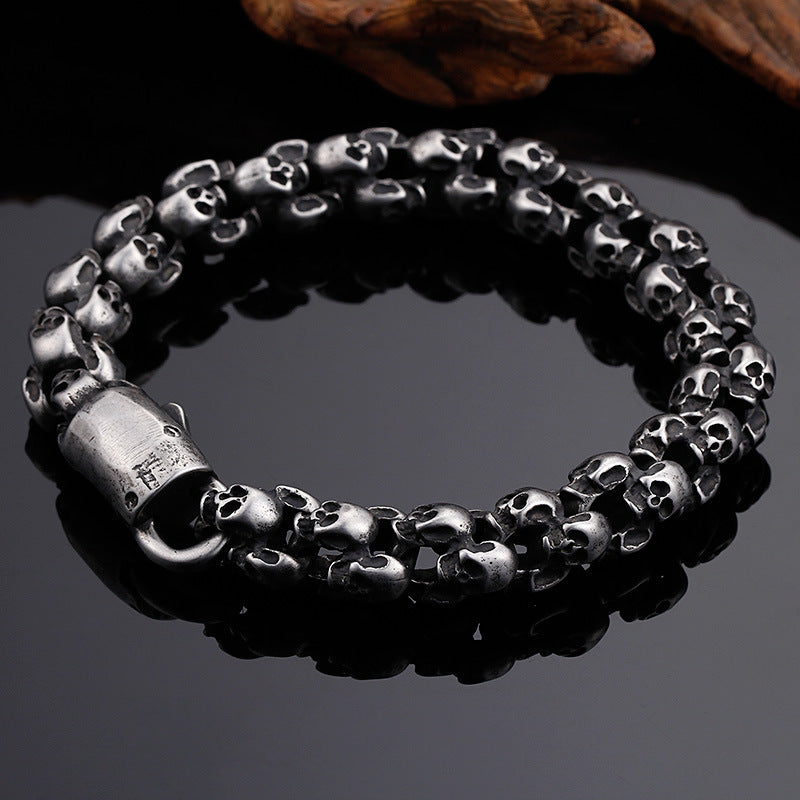 Men's Skull Ghost Head Vintage Stainless Steel Bracelet Pi-Mart