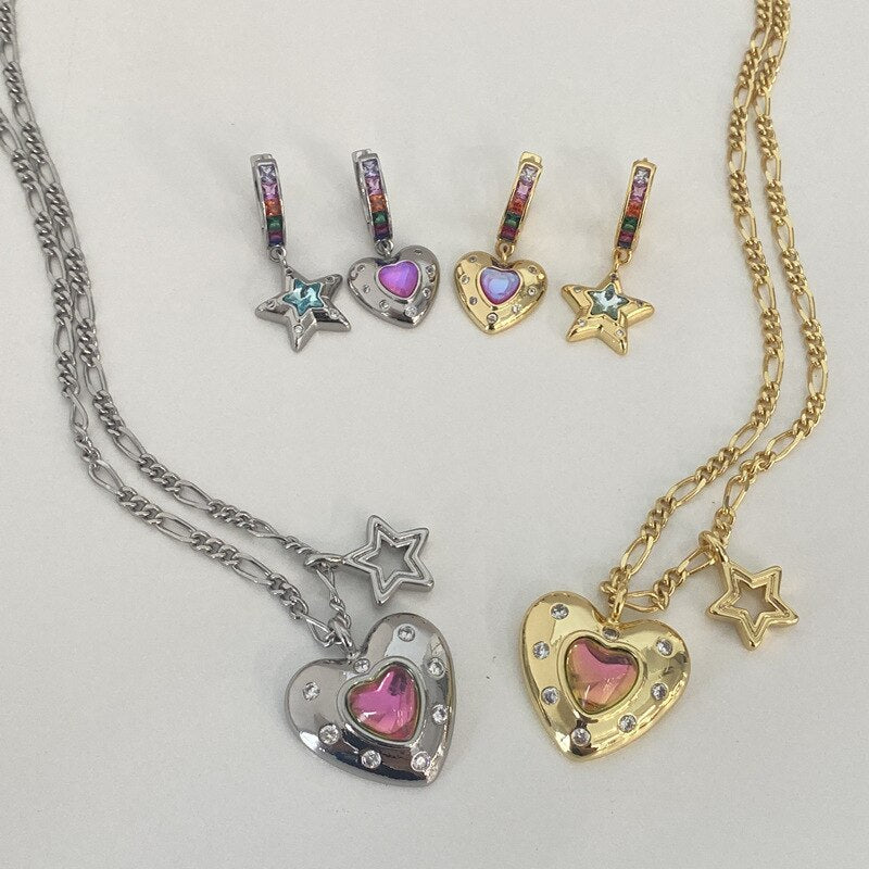 Colorful Love Earrings and Necklace Pi-Mart