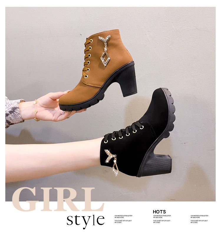 Rubber New Personalized Versatile High Heel Boots Pi-Mart