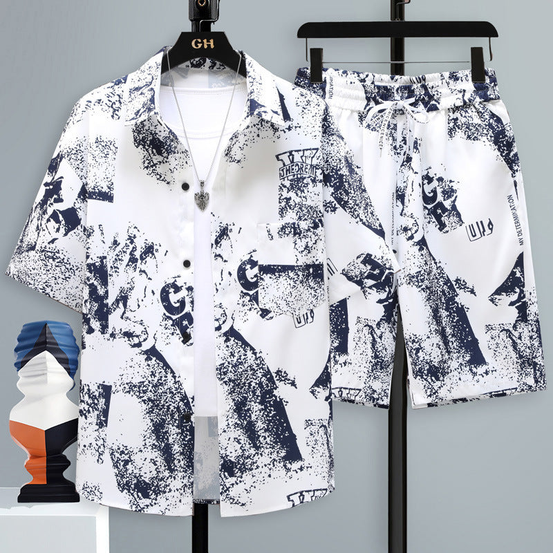 Men's Short-sleeved Suit Youth Student Leisure Sports Cool Shorts Two-piece Set Lootquake LLC
