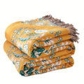 1pc Floral Sofa Towel Blanket With Tassel, Cotton Printed Blanket, Vintage Floral Pattern, Sofa Blanket, Air Conditioning Blanket, Nap Blanket