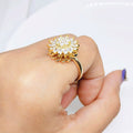 Rotating SUNFLOWER Full Diamond Sunflower Ring Pi-Mart