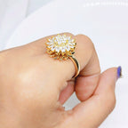 Rotating SUNFLOWER Full Diamond Sunflower Ring Pi-Mart