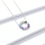 Silver Charm Original S925 Sterling Silver Colorful Wreath Necklace Pi-Mart
